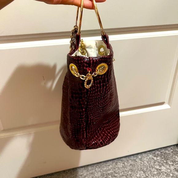 Demur Bucket Bag in Burgundy Snake skin print - Picture 1 of 6